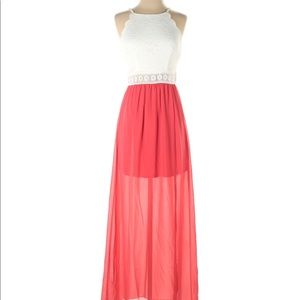 BCX Coral and White Dress